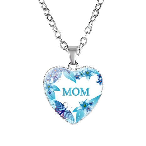 Mom's Love MOM Heart Pendant Necklace Simple Mother's Day Gift Gemstone Necklace's discount tags