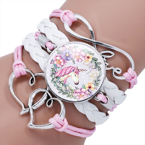 new accessories children's cartoon unicorn multi-layer braided alloy bracelet's discount tags