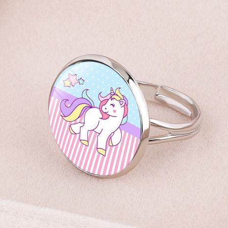 New accessories unicorn time gemstone opening adjustable metal ring children's cartoon's discount tags