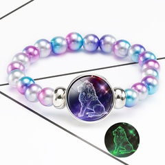 Nouveau bracelet de corde élastique de perles acryliques d'arc-en-ciel de douze constellations lumineuses