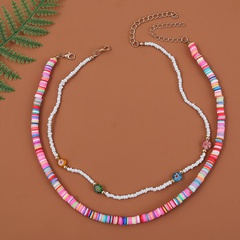 creative hand-beaded weaving soft pottery glass bead multi-layer necklace