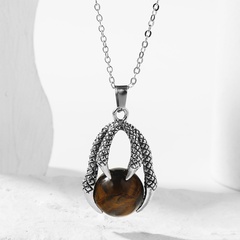 Simple trend natural stone dragon claw pendent alloy necklace