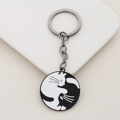 New alloy dripping oil round flowers moon cat series key chain pendant