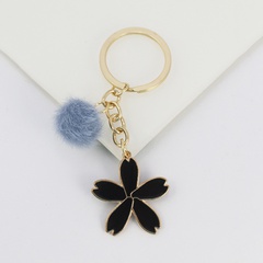 Fashion new creative alloy drip oil keychain flower keychain pearl pendant