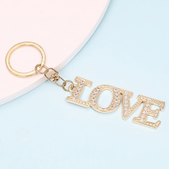 English letters KISS rhinestone keychain LOVE keychain handbag pendant