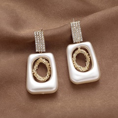retro inlaid rhinestone geometric square fashion simple alloy earrings