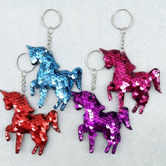 Reflective Flip Sequin Pony Keychain Combination Unicorn Bag Small Pendant