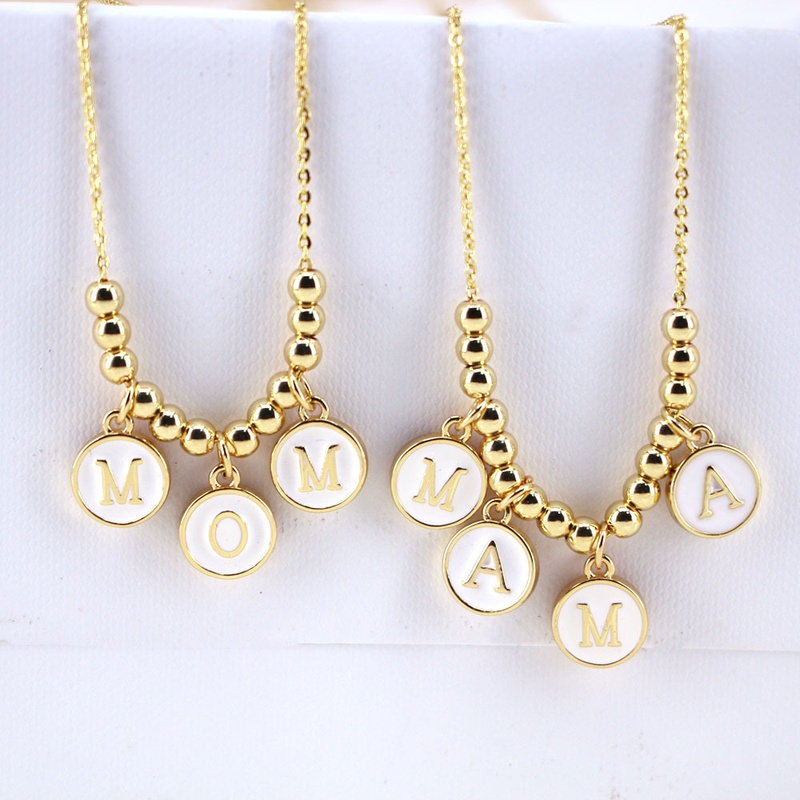 Mama letter necklace mothers day gift ladies drip oil enamel pendant copper necklace