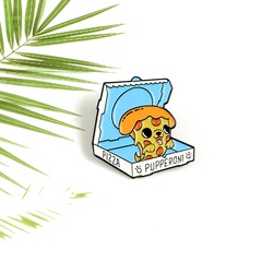 cartoon alloy drip oil cute pizza dog brooch