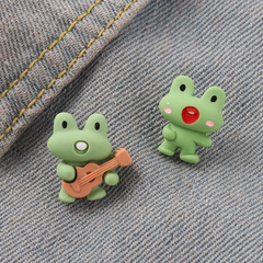cartoon creative cute green frog music silicon gel brooch