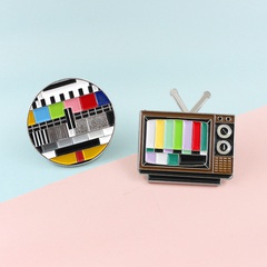 cartoon retro nostalgic series color TV alloy drip oil brooch