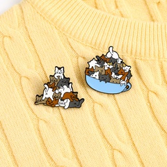 cartoon cute contrast color little cat teacup alloy brooch