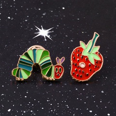 cartoon creative cute caterpillar strawberry alloy brooch