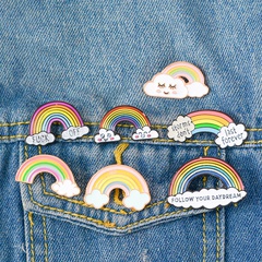 cartoon creative rainbow bridge cloud drip oil alloy brooch