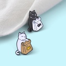 cartoon cute white cat black cat backpack alloy broochpicture7