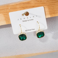 fashionable emerald crystal small ear buckle alloy ear clip jewelry female