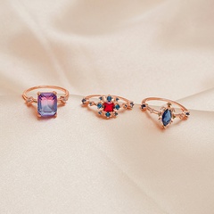 Korean alloy micro-set crystal zircon flower color diamond female ring
