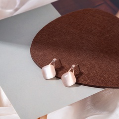 fashion simple studs geometric diamond-shaped opal alloy ear jewelry