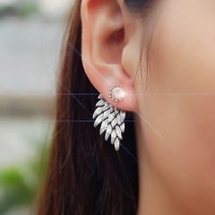Retro Stereo Angel Wing Feather Diamond Alloy Stud Earrings