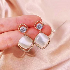 fashion alloy diamond opal short square earrings female wholesale