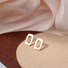simple geometric square border gold small hollow girl alloy ear jewelry