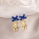 Klein blue bow pearl cartoon diamond bear crystal zirconium alloy earringspicture8