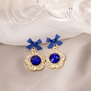 Klein blue bow pearl cartoon diamond bear crystal zirconium alloy earringspicture10