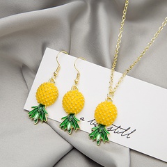 Korean fruit pineapple pendent alloy earring necklace set