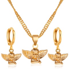 set jewelry cute little angel copper necklace creative retro Cupid two-piece set