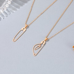 fashion paper clip pendant simple pin multi-layer collarbone chain