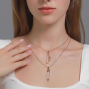 fashion paper clip pendant simple pin multilayer collarbone chainpicture7