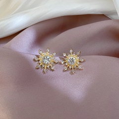 Fashion big snowflake pearl alloy earrings stud female