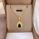 Titanium steel microset real gold full diamond emerald pendent necklacepicture6