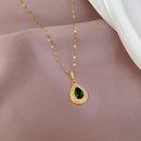 Titanium steel microset real gold full diamond emerald pendent necklacepicture9
