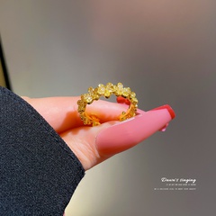 Anillo de pareja de circón de cobre anillo abierto ajustable de círculo liso de moda femenina