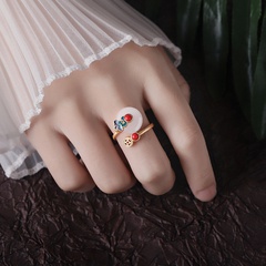 925 silver Chinese style auspicious cloud jade open ring female