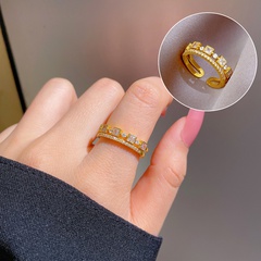 Kupfer-Zirkon-Echtgold-Paar schlichter Kreis verstellbarer offener Ring