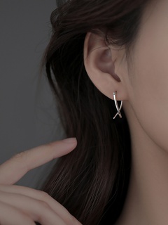 simple line cross ear buckle women's autumn and winter earrings