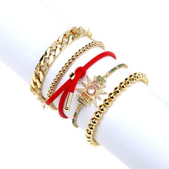 new letter diamond-encrusted pullable female stacked copper gold-plated bracelet accessories