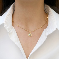 nouveau collier de chaîne de perles en cuivre plaqué or avec pendentif en diamant de couleur oeil de diable turc