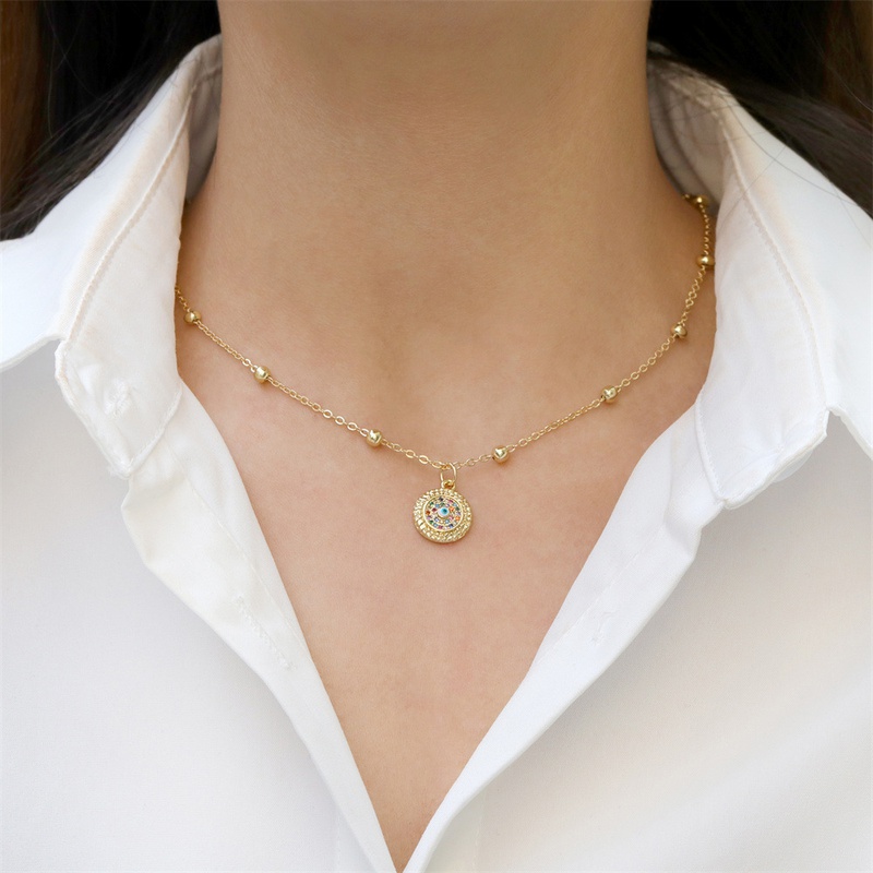 nouveau collier de chane de perles en cuivre plaqu or avec pendentif en diamant de couleur oeil de diable turc