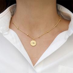 collier simple chaîne de perles en cuivre plaqué or oeil du diable simple diamant