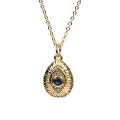 fashion copper inlaid micro zircon blue eye water drop pendent necklace