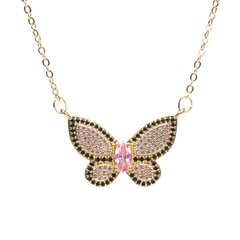 fashion copper inlaid micro zircon butterfly pendant collarbone chain tide accessories