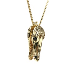 new crocodile head electroplating real gold copper inlaid zircon pendant necklace female