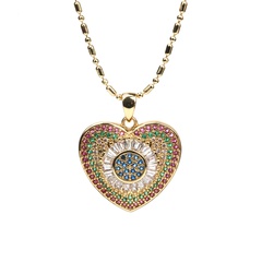 New Heart Devil's Eye Copper Diamond Gold Bead Chain Necklace Female