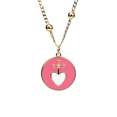 new copper-plated real gold heart dripping oil pendant necklace wholesale