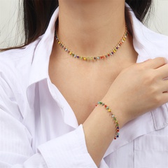 collier de perles de verre cristal de bohème ensemble de bracelet rétro fait main en cuivre plaqué