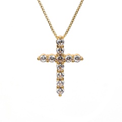 hip-hop cross diamond pendant gold-plated copper clavicle chain necklace female