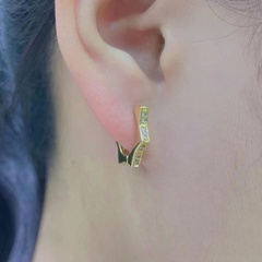 Korean simple copper micro-inlaid zircon geometric six-pointed star ear buckle
